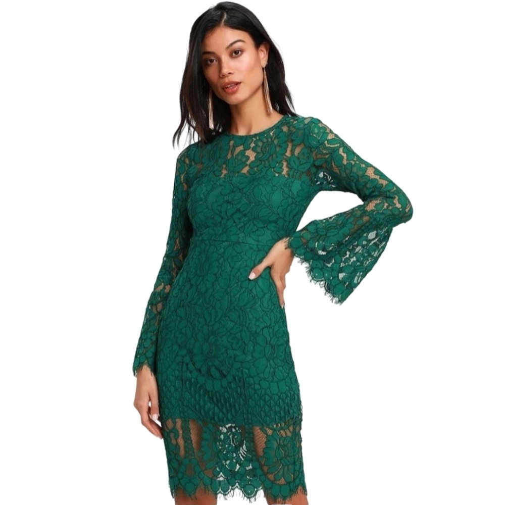 Lulu's Green Lace Dress.